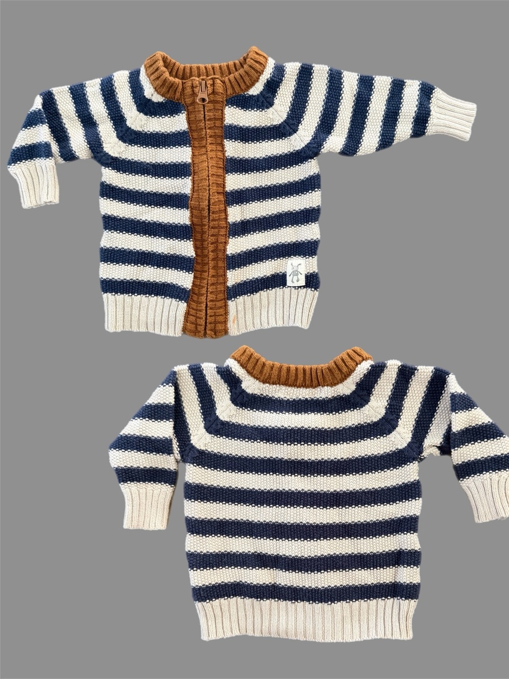 Small Rags Striped Zip Up Knit Cadigan Size 18-24 months - Like New